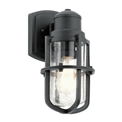 Stylish Outdoor Ip44 Wall Light Lantern With Led E27 BulbTextured Black Finish from B&Q