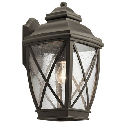 Stylish Outdoor Ip44 Wall Light Lantern In Olde Bronze Finish With E27 Led Bulb from B&Q