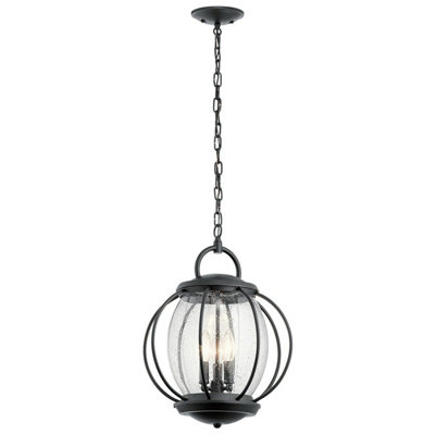 Stylish Outdoor Ip44 3 Bulb Chain Lantern Light In Textured Black With Led E14 60W from B&Q