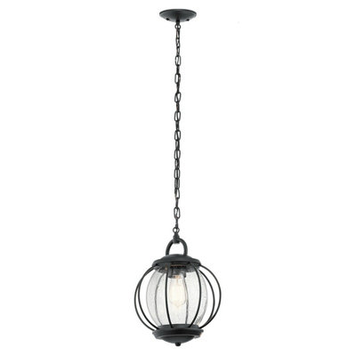 Stylish Outdoor Ip44 1 Bulb Chain Lantern Light In Textured Black With Led E27 60W from B&Q