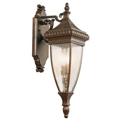 Stylish Outdoor Ip44 Twin Wall Light In Brushed Bronze With Led E14 Bulb from B&Q