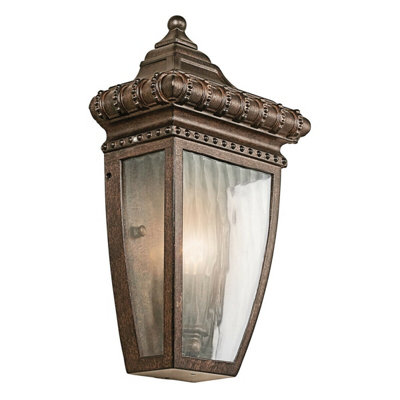  - Stylish Outdoor Ip44 Wall Light In Brushed Bronze With Led E14 Bulb