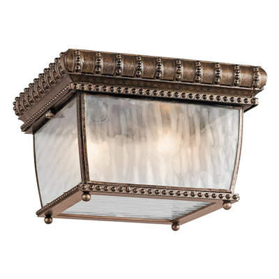 Stylish Outdoor Ip44 Brushed Bronze 2 Bulb Flush Light With Led E14 40W from B&Q