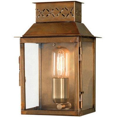 Stylish Outdoor Ip44 Aged Brass Wall Light With Led E27 Bulb from B&Q