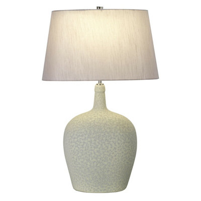 Elegant Green And Silver Table Lamp With Faux Silk ShadeLed E27 60W from B&Q