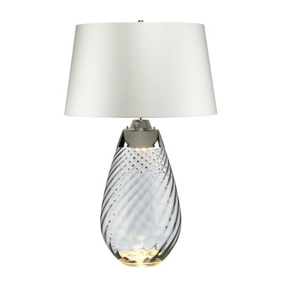 Elegant Off-White Table Lamp With Smoke-Tinted Glass ShadeLed E27 60W from B&Q