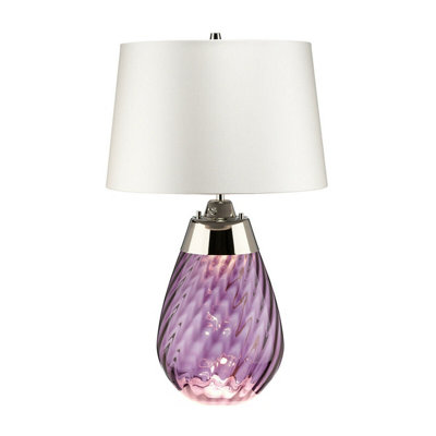 Stylish Off-White Table Lamp With Plum-Tinted Glass Shade And Led Bulb from B&Q