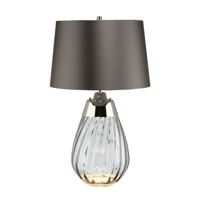  - Elegant Table Lamp With Smoke-Tinted Glass And Slate ShadeLed E27 60W Bulb Included