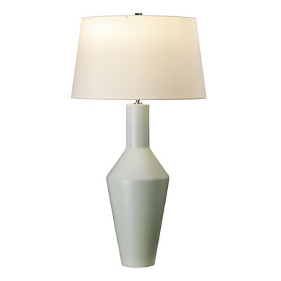 Elegant Pale Sage Green Table Lamp With Ivory ShadeLed E27 60W from B&Q