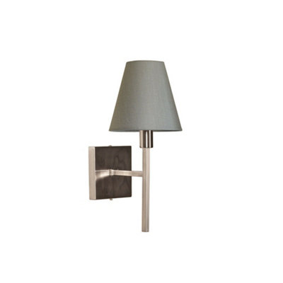 Stylish Square Wall Light With Grey Shade And Brushed Nickel Finish from B&Q