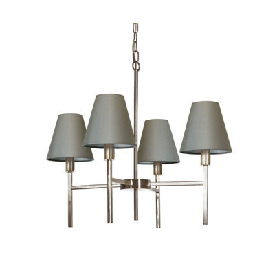 Elegant 4 Bulb Brushed Nickel Chandelier Pendant Light With E14 Led Bulbs from B&Q