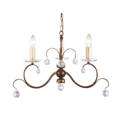 Elegant 3-Bulb Bronze Patina Chandelier Pendant Light With Led E14 Bulbs from B&Q