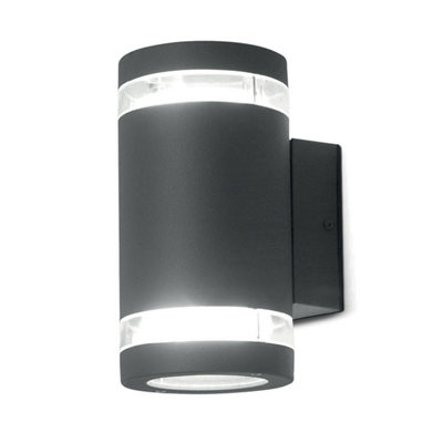 Stylish Outdoor Ip44 Twin Wall Light In Graphite With Led Gx53 Bulb from B&Q