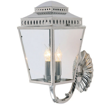  - Elegant Outdoor Ip44 3-Bulb Wall Light In Highly Polished Nickel Finish