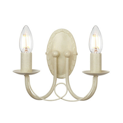Elegant Twin Wall Light Sconce With Looped Metal Drapes In Ivory And Gold Finish from B&Q