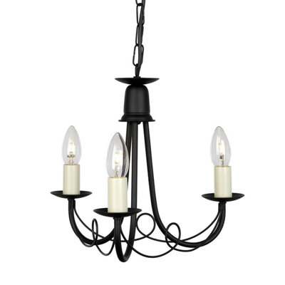 Elegant 3 Bulb Black Led Chandelier Pendant Light For Modern Interiors from B&Q