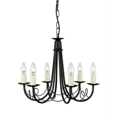 Elegant 6 Bulb Black Led Chandelier Pendant Light For Modern Interiors from B&Q