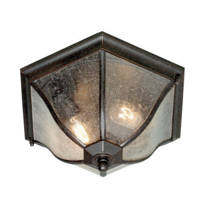 Weathered Bronze Outdoor Ip44 Flush Light With 2 Led Bulbs For Low Ceilings from B&Q