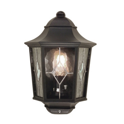  - Weatherproof Ip43 Black Led Half Lantern Wall Light For Outdoor Use