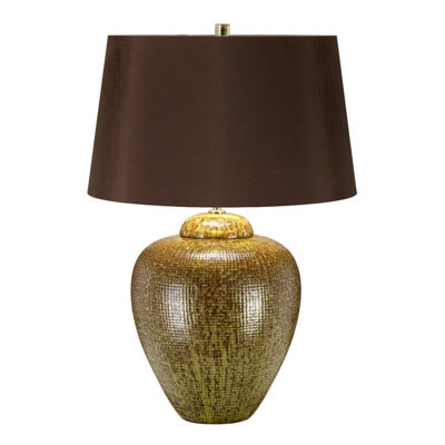 Stylish Green And Brown Table Lamp With Led E27 Bulb from B&Q