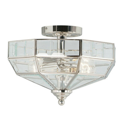 Elegant 2 Bulb Semi-Flush Led Light In Polished Nickel Finish from B&Q