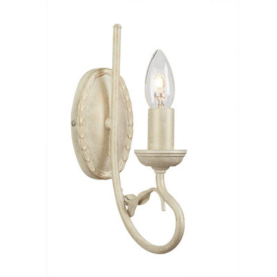  - Elegant Handmade Wall Light With Metal Branch And Leaves In Ivory Gold Finish