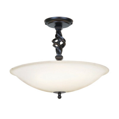 Elegant 3 Bulb Semi Flush Light With Swirl DetailingBlack Led E14 60W from B&Q
