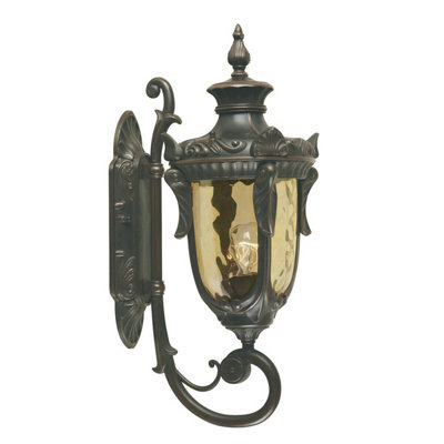 Stylish Outdoor Ip44 Wall Light Sconce In Old Bronze Finish With Led E27 Bulb from B&Q