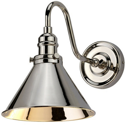 Elegant Wall Light Sconce In Polished Nickel With Led E27 Bulb
