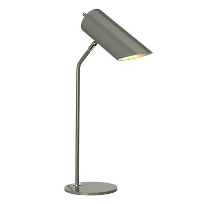  - Elegant Dark Grey Table Lamp With Polished Nickel Finish And Led E27 Bulb