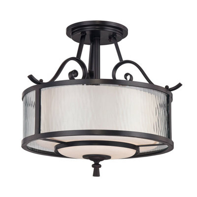 Elegant 3-Bulb Semi Flush Light With Clear Water And Opal Etched Glass from B&Q