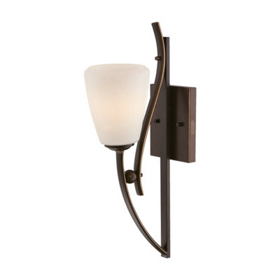 Elegant Curved Metal Wall Light With Opal Etched Glass ShadeLed E27 60W In Palladian Bronze from B&Q