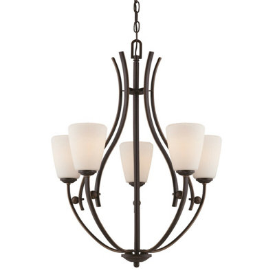 Elegant 5 Bulb Chandelier Pendant Light In Palladian Bronze With Led E27 Socket from B&Q