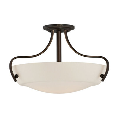 Elegant 3 Bulb Semi Flush Light In Palladian Bronze With Led E27 100W Bulbs from B&Q