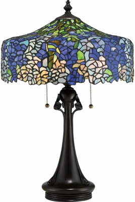 Elegant Tiffany Style 3 Bulb Table Lamp With Vintage Bronze Finish from B&Q