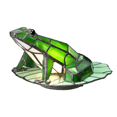  - Vintage Frog Lily Pad Table Lamp With Tiffany Glass And Led Lighting