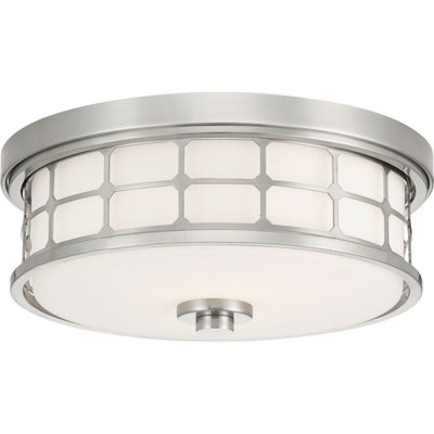 Modern 2-Bulb Flush Mount Light Fixture In Brushed Nickel With E27 60W Led Bulbs from B&Q