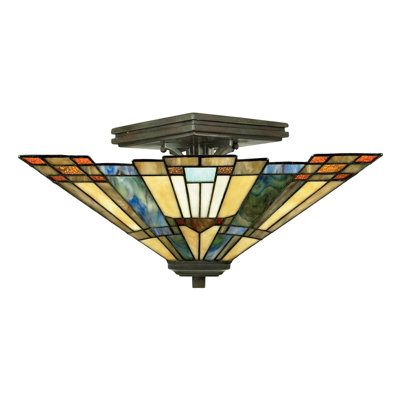 Elegant 2 Bulb Semi Flush Light Fixture In Valiant Bronze With Led E27 60W Bulbs from B&Q