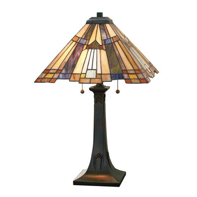 Elegant 2 Bulb Pyramid Table Lamp In Tiffany Style With Valiant Bronze Finish from B&Q
