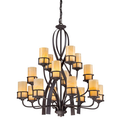 Elegant 16 Bulb Chandelier Pendant Light In Imperial Bronze With Led E27 Bulbs from B&Q