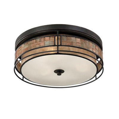  - Elegant 3 Bulb Flush Mount Light Fixture In Renaissance Copper Finish