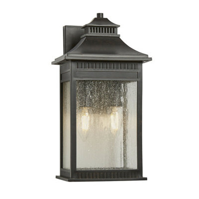 Stylish Outdoor Ip44 Twin Wall Light In Imperial Bronze With E14 Led Bulb from B&Q