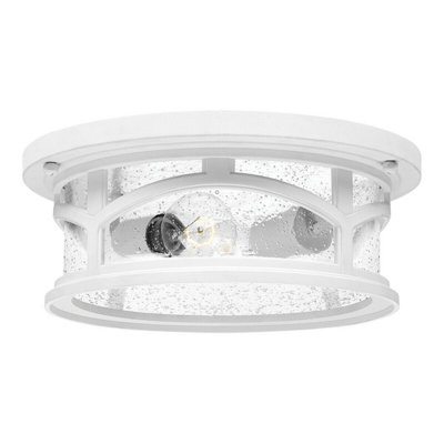  - Stylish Outdoor Ip44 1-Bulb White Led Flush Light For Low Ceilings