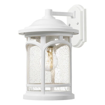  - Elegant Outdoor Ip44 Wall Light Lantern With Led E27 Bulb60W White Finish