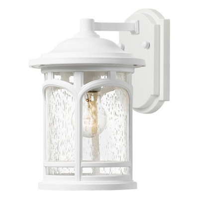 Stylish Outdoor Ip44 Wall Light Lantern With E27 Led Bulb60WWhite Finish from B&Q