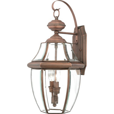 Stylish Outdoor Ip44 Twin Wall Light In Aged Copper With Led E14 Bulbs from B&Q