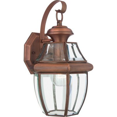  - Stylish Outdoor Ip44 Wall Light Sconce In Aged Copper With E27 Socket