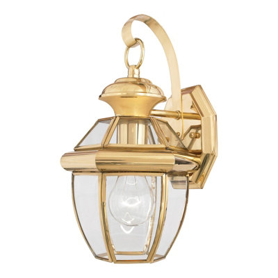  - Elegant Outdoor Ip44 Wall Light In Polished Brass With Led E27 Bulb