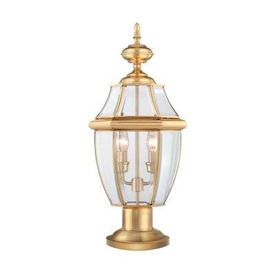 Stylish Outdoor Ip44 2-Bulb Led Pedestal Light In Polished Brass Finish from B&Q