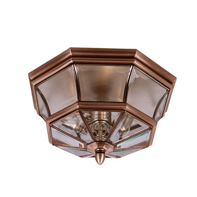 Aged Copper Outdoor Ip44 3 Bulb Flush Light For Low Ceilings from B&Q